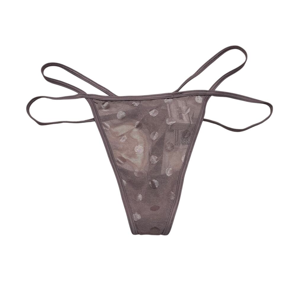 Victoria’s Secret Dot Mesh Thong Panty Iced Coffee Size Medium